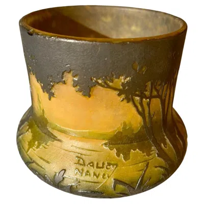Pre-owned Daum Nancy - Vase With Lake Decor In Brown