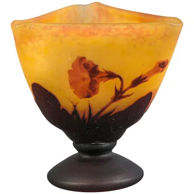 Pre-owned Daum Nancy Wheel Carved Vase, Circa 1910 In Orange