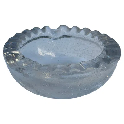 Pre-owned Daum Nancy With Croix De Lorraine Bubble Glass Bowl / Ashtray France Signed In Gray