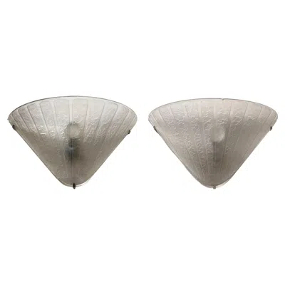 Pre-owned Daum Pair Of Art Deco Wall Sconces Signed "  Nancy France " In Transparent