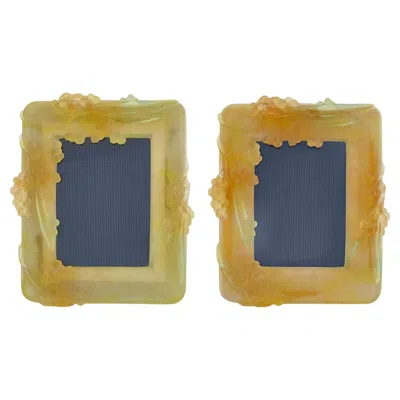 Pre-owned Daum Pair Of Yellow Moulded Glass  Art Nouveau Period Frames
