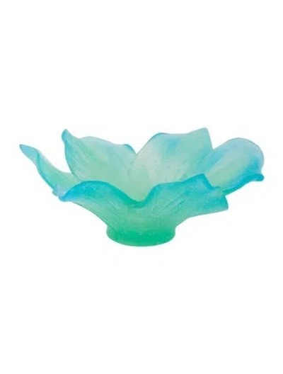 Pre-owned Daum Pâte De Verre Amaryllis Crystal Dish In Blue