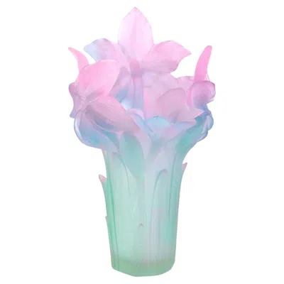Pre-owned Daum Pate De Verre Amaryllis Vase, Signed , France Number 94 In Purple