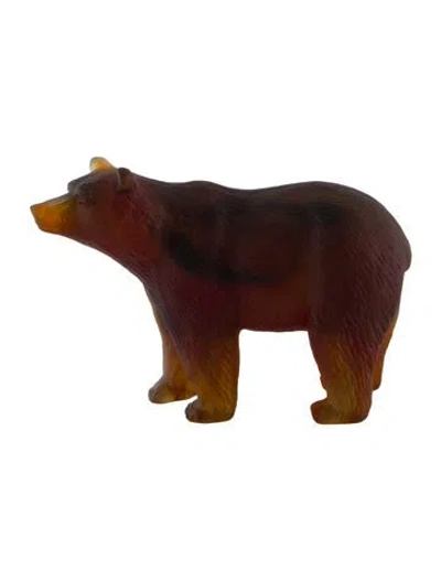 Pre-owned Daum Pâte De Verre Bear Figurine In Brown