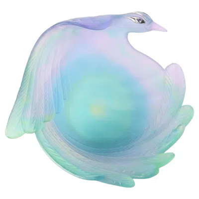 Pre-owned Daum Pate De Verre Bird Of Paradise Jewels Bowl. Rare. Limited Edition, 41/50 In Blue