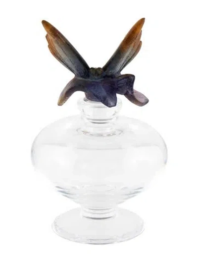 Pre-owned Daum Pâte De Verre Butterfly Perfume Bottle In Clear/purple