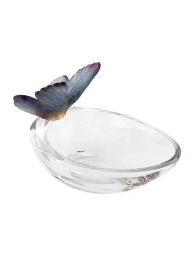 Pre-owned Daum Pâte De Verre Butterfly Trinket Dish In Clear/purple