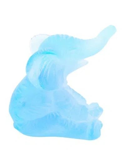 Pre-owned Daum Pâte De Verre Crystal Elephant Figurine In Blue