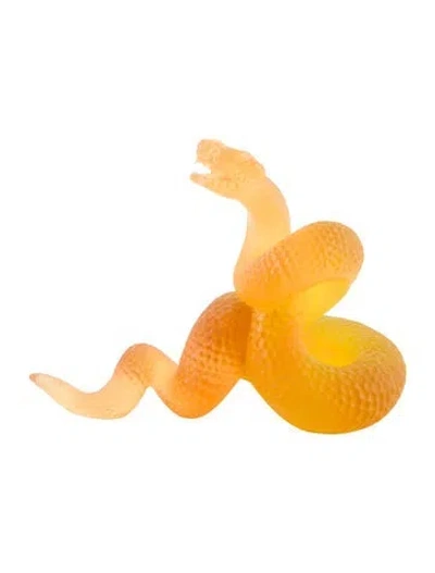Pre-owned Daum Pâte De Verre Crystal Snake Figurine In Neutrals