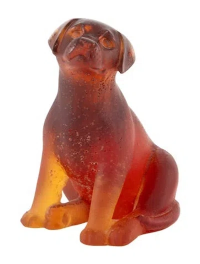 Pre-owned Daum Pâte De Verre Dog Figurine In Brown