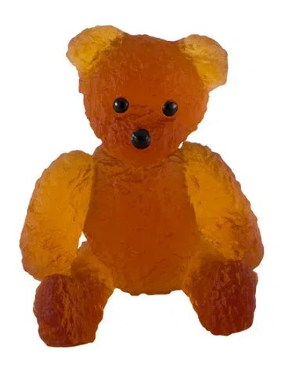 Pre-owned Daum Pâte De Verre Doudours Teddy Bear Figurine In Brown
