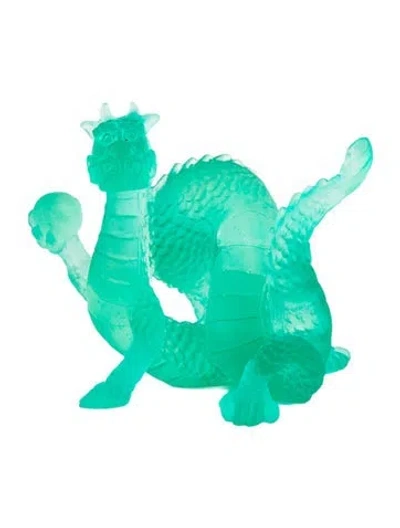 Pre-owned Daum Pâte De Verre Dragon Figurine In Green