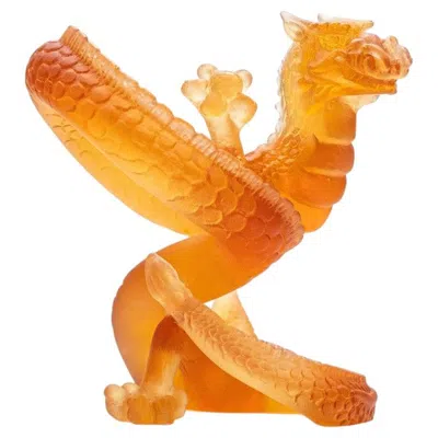 Pre-owned Daum Pâte De Verre Dragon, Honey Brown, France, 1990 In Orange