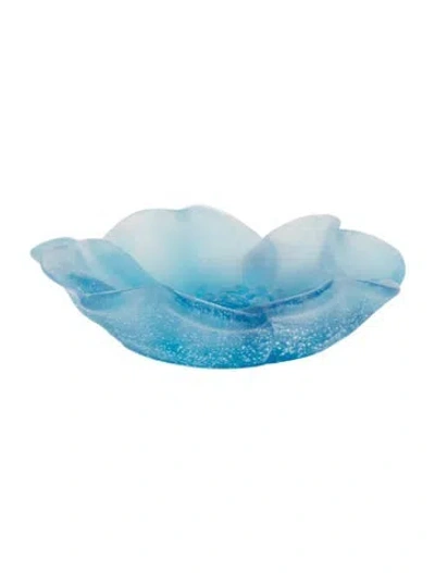 Pre-owned Daum Pâte De Verre Flower Dish In Blue