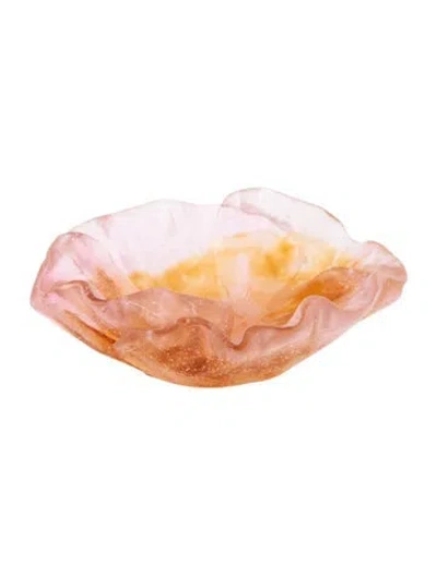 Pre-owned Daum Pâte De Verre Flower Dish In Pink
