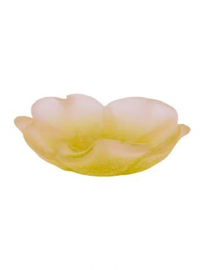 Pre-owned Daum Pâte De Verre Flower Dish In Yellow