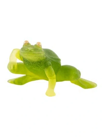 Pre-owned Daum Pate De Verre Frog Figurine In Green