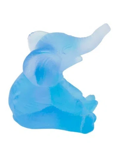 Pre-owned Daum Pate De Verre Mini Crystal Elephant Figurine W/ Tags In Blue