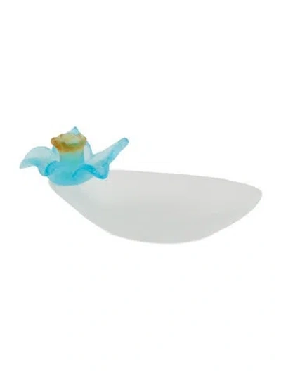 Pre-owned Daum Pâte De Verre Mini Flower Catchall Dish In Transparent