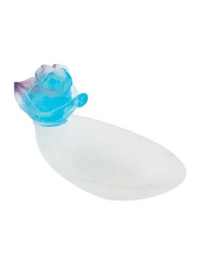 Pre-owned Daum Pâte De Verre Mini Rose Catchall Dish In Transparent