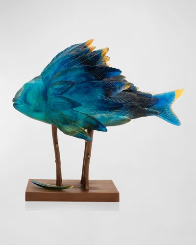 Daum Punky Fish Sculpture By Patrick Rougereau In Blue