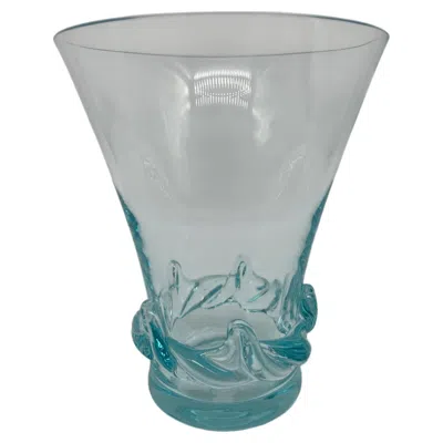 Pre-owned Daum Rare  Blue Crystal Vase, Mid-century Modern, France , 1950's