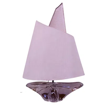 Pre-owned Daum Rare Large  France Crystal 1960s Sail Boat Table Lamp Mid Century In Transparent