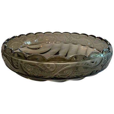 Pre-owned Daum Rare Mid-century Modern  Nancy France Art Deco Smoke Grey Glass Centerpiece In Gray