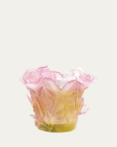 Daum Rose Candleholder In Pink