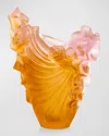 Daum Rose Royale Vase In Amber Pink