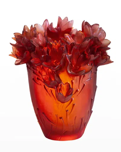 Daum Safran Vase, Large In Orange/red