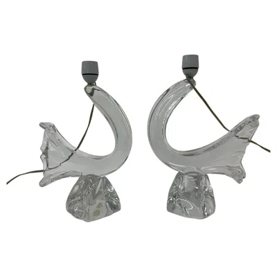 Pre-owned Daum Set Of 2  France Table Lamps Crystal, 1950s In Clear