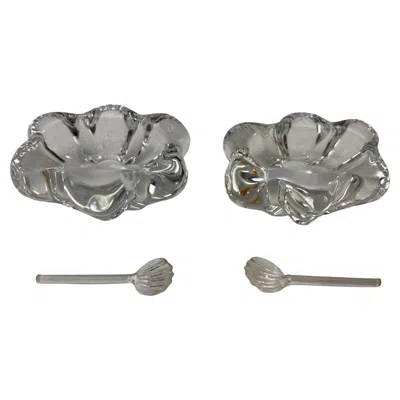 Pre-owned Daum Set Of 2  Salt And Pepper Crystal Serving Dishes By  France Signed In Gray