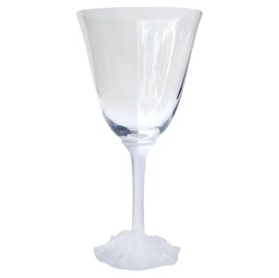 Pre-owned Daum Set Of 4  "bouton Rose" Model Wine Glasses In Gray