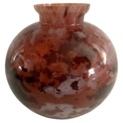 Pre-owned Daum Signed Antique French Art Deco Verriere D'art Lorraine Art Glass Vase In Brown