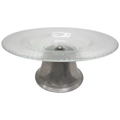 Pre-owned Daum Signed  Nancy French Art Glass And Nickelled Centrepiece Or Bowl In Gray