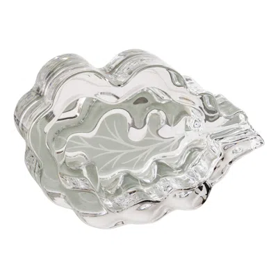 Pre-owned Daum Signed Decorative Leaf Shaped  Crystal Vide-poches, France, 1970's In Gray