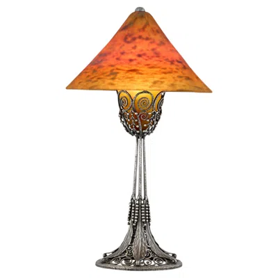 Pre-owned Daum Table Lamp By Edgar Brandt And  Nancy In Orange