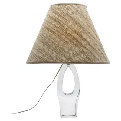 Pre-owned Daum Table Lamp Hole In Crystal Glass, France In Brown
