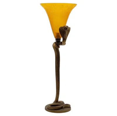 Pre-owned Daum Table Lamp Snake Bronze Yellow Crystal, France