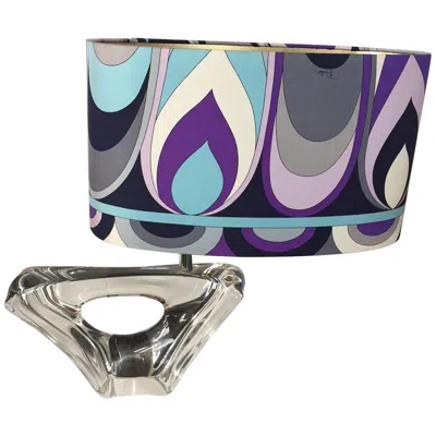 Pre-owned Daum Table Lamp With Lamp Shade Made From Vintage Pucci Silk In Transparent