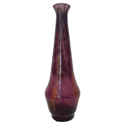 Pre-owned Daum Tall 1920s  Nancy Vase With Gold Leaf Inclusions, Signed In Black