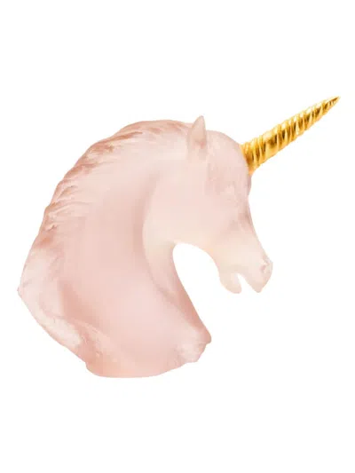 Daum Unicorn Crystal Figurine In Pink