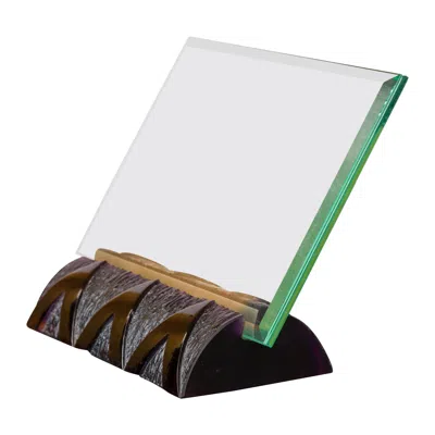 Pre-owned Daum Unique  France Etched Crystal Amber & Purple Picture Frame - France 1970's
