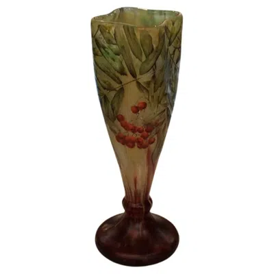 Pre-owned Daum Unusual Vase, Sign:  Nancy France, Style: Jugendstil, Art Nouveau In Brown
