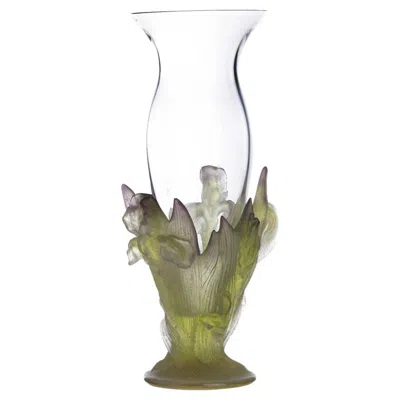 Pre-owned Daum Vase,  Molded And Relief Crystal 20th Century In Transparent