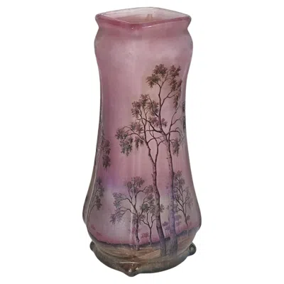 Pre-owned Daum Vase “paysage De Verre” – Spring Landscape By  Nancy, Early 1900s In Transparent