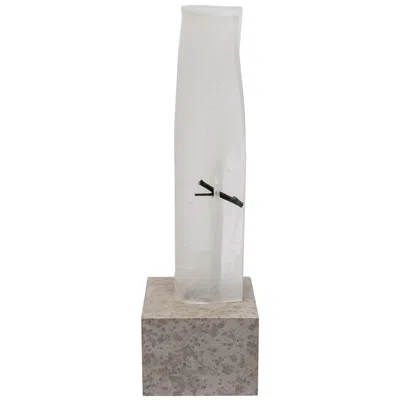 Pre-owned Daum Vase Sculpture In Frosted Glass And Marble Base By Georges Stahl In Transparent