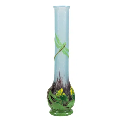 Pre-owned Daum Wheel-carved  Nancy Cameo Glass Vase In Transparent