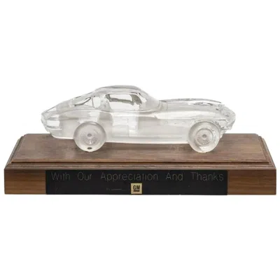 Pre-owned Daum Wonderful Vintage Art Glass  Nancy Sculpture Corvette Stingray Stand Plaque In Brown
